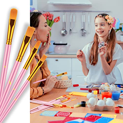Paint Brushes Set, 30 Pcs Paint Brushes for Acrylic Painting, Oil Watercolor Acrylic Paint Brush, Artist Paintbrushes for Body Face Rock Canvas, Adult Drawing Arts Crafts Supplies, Pink - color: Nickel,pink