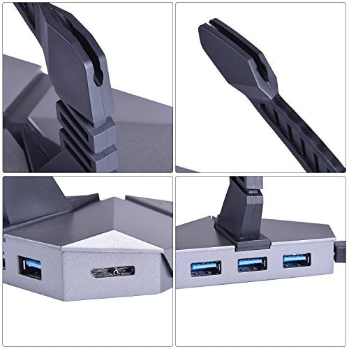 Gaming Mouse Bungee, 3-Ports USB 3.0 HUB & 1 Micro SD Reader with Cord/Cable Management/Holder, Fast Charging High Speed, 7 LED RGB Backlit, Increased Accuracy for Pro Esports & Competitive Games