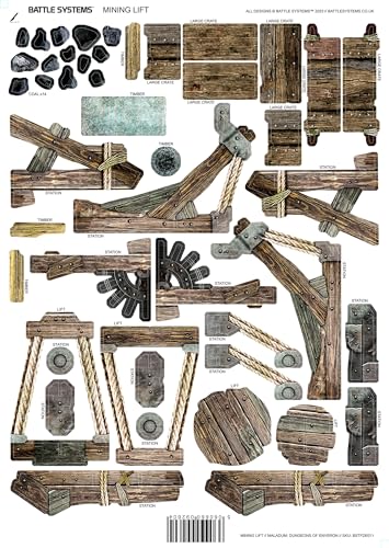 Fantasy Dungeon Terrain Mining Lift - Battle Systems Terrain Immersive Scenery for D&D DND Maladum Pathfinder RPGs Full Color Heavy Duty Cardstock Printed Both Sides
