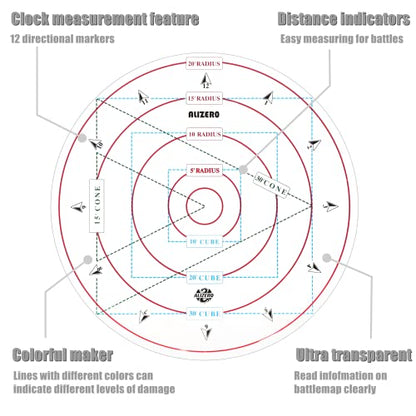 ALIZERO Tabletop RPG DND Condition Markers Set and Spell AOE Damage Marker D&D Area Effect Template, with 96 DND Status Effect Markers in 24 Frequently Used Conditions