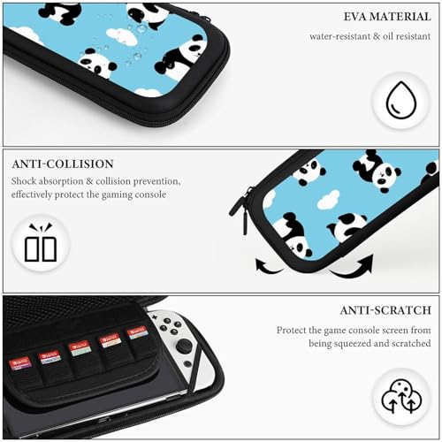 Travel Protective Pouch Compatible with Switch, Portable Carrying Case with 15 Game Cartridges, Panda Hard Shell Storage Bag - color: Color(100)