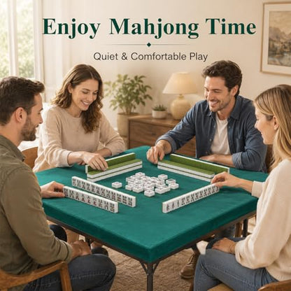party greeting Game Table Cover for Square Tables Game Tablecover Folding Elastic Contraction Felt Gaming Mat for Card Playing Poker Cards Mahjong Puzzles Board Games (Green 34 x 34 Inch) - color: Green