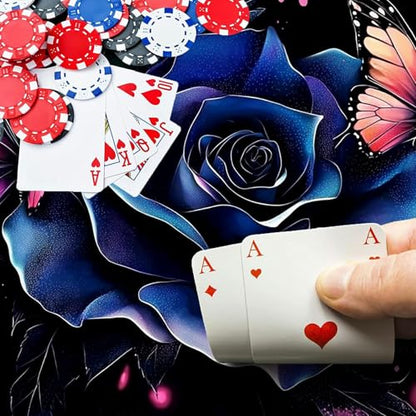 Blue Rose for MTG & TCG Playmat Mouse Pad,BFDHGQZC 24" x 14" Game Mat for MTG/RPG/CCG Trading Card Game Playmats Table Mat Perfect for Card Games Video Games Computer Office - color: Blue Rose