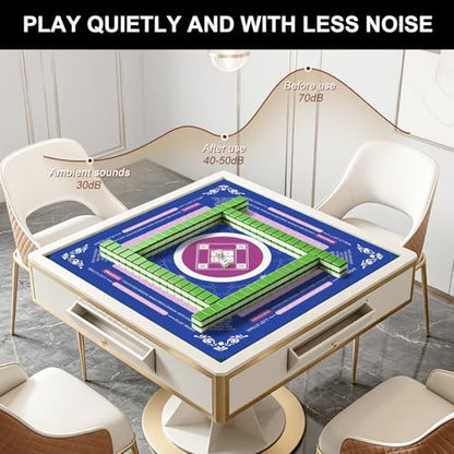 Mahjong Mat 31.5x31.5 Inch,Non-Slip and Silent Travel Mahjong Set for Mahjong, Equipped with a Portable Carrying Bag, Rubber Mahjong Mat for Poker, Cards and Board Games (Blue) - color: Blue