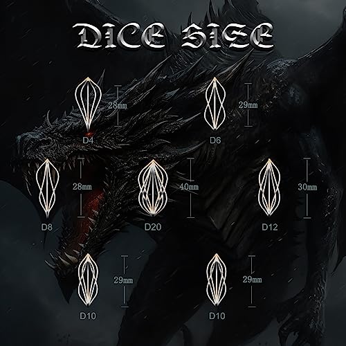 FONVGOGO Arcanum Dungeons and Dragons Dice Hollow Metal D and D Polyhedral Cool RPG Dice for Role Playing DND Gifts D20 D12 D10 D8 D6 D4 (Arcanum Green Number) - color: Arcanum Green Number