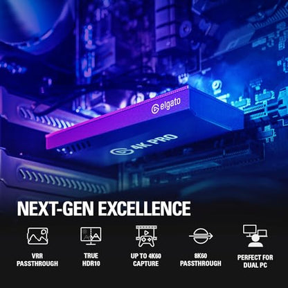 Elgato 4K Pro Internal Capture Card, 8K60 Passthrough | 4K60 HDR10 capture, HDMI 2.1, Up to 1080p240 recording, VRR support, Ultra-low latency, Dual PC setup compatible