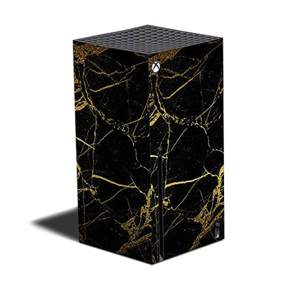 MightySkins Skin Compatible with Xbox Series X - Black Gold Marble | Protective, Durable, and Unique Vinyl Decal wrap Cover | Easy to Apply and Change Styles | Made in The USA - color: Black