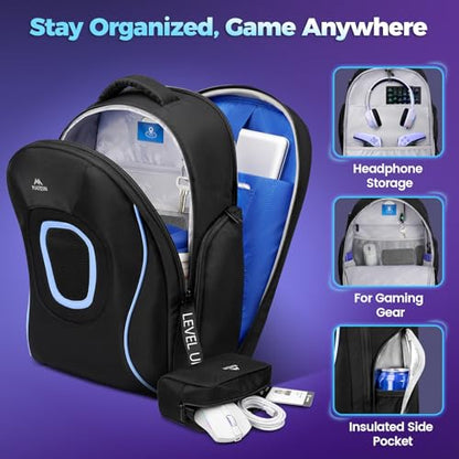 MATEIN 17.3 Inch Gaming Laptop Backpack for Men with Organizer Pouch | TSA Friendly, Travel Laptop Backpack with Rain Cover, Padded Laptop Protection, Anti Theft Pocket, Carry On Gaming Bag