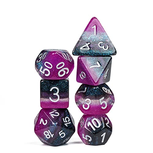 Asexual-Pride Polyhedral DND Dice Set Flag D&D Dice for Board Games | Homosexual Flag, Leather Storage Bag, for Dungeons and Dragons Role Playing Games - color: Flag-asexual-pride
