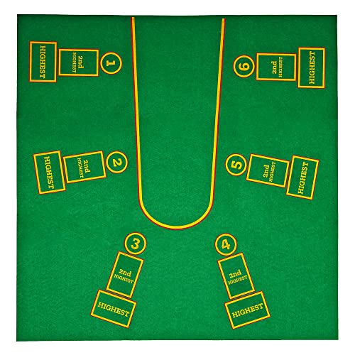 Mahjong and Pai Gow Poker Play Mat - 30" x 30" Green Felt Double Sided Mat - 2-n-1 Table Cover for Classic Chinese Tile Card Game - Slip Resistant Layout for Cards, Dominoes or Tiles - 2-4 Players