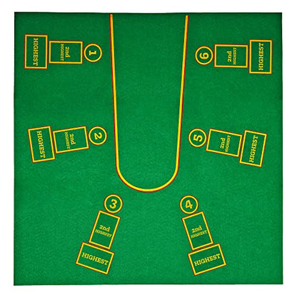 Mahjong and Pai Gow Poker Play Mat - 30" x 30" Green Felt Double Sided Mat - 2-n-1 Table Cover for Classic Chinese Tile Card Game - Slip Resistant Layout for Cards, Dominoes or Tiles - 2-4 Players