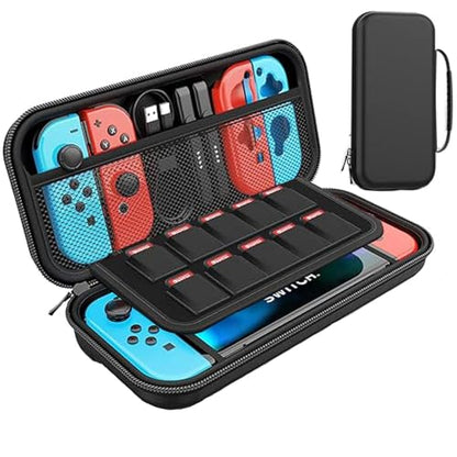 For Nintendo Switch OLED/Switch Hard Carrying Case, 10 Game Card Slots, ABS Hard Shell, Portable Travel Bag with Handle, Shockproof & Waterproof Protective Storage Pouch for Console, Joy-Cons - size: For Nintendo Switch 1