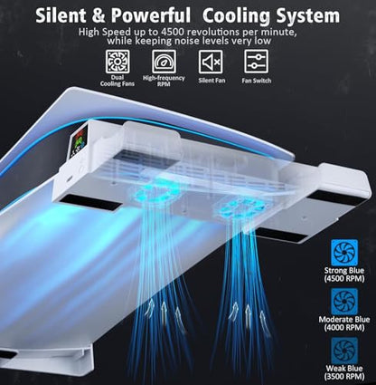OIVO PS5 Horizontal Stand and Cooling Station with 3-Level Cooling Fan, Dual PS5 Controller Charger for PlayStation 5 Controller, Horizontal PS 5 Cooling Stand(Not for PS 5 Slim/Pro)