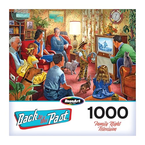 RoseArt - Back to The Past - Family Night Television - 1000 Piece Jigsaw Puzzle for Adults - style: Family Night Television