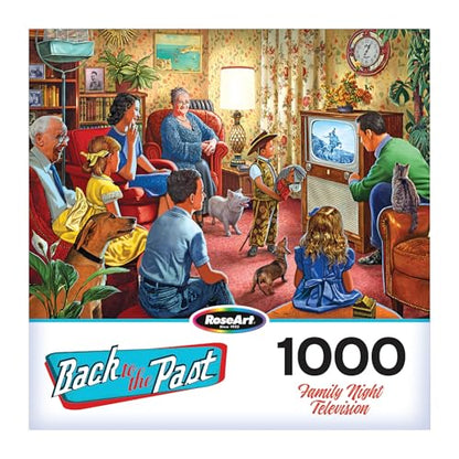 RoseArt - Back to The Past - Family Night Television - 1000 Piece Jigsaw Puzzle for Adults - style: Family Night Television