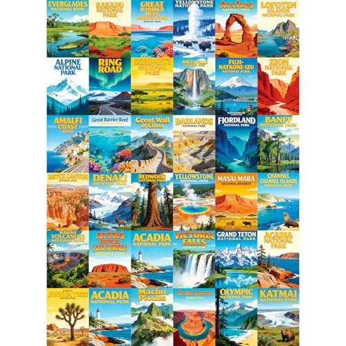 National Parks Puzzle for Adults 500 Pieces, World-Famous Scenic Lands Capes Jigsaw Puzzle 500 Pieces, Challenging Game Home Decor Party Gift Toy for Adults Seniors, 20.5×15 in - style: National Parks