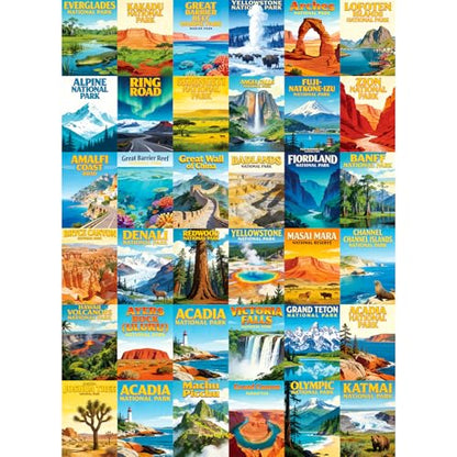 National Parks Puzzle for Adults 500 Pieces, World-Famous Scenic Lands Capes Jigsaw Puzzle 500 Pieces, Challenging Game Home Decor Party Gift Toy for Adults Seniors, 20.5×15 in - style: National Parks