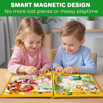 QUOKKA Magnetic Puzzles for Toddlers 3-5 – Search & Find 2 Pack, 60 Pieces Each – Travel Friendly Board with Hidden Objects, Farm and Africa Scenes – Educational Puzzle Gift for 3 Year Olds - color: Magnetic Farm