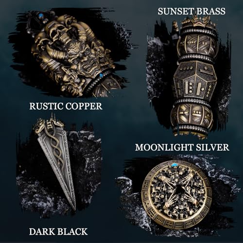 Unique Metal Wand Dice Set Seven as one with Bagua Spinner - Heavy Zinc Alloy RPG Dice Tower Alternative, Complete Polyhedral Set D20 D12 D10 D8 D6 D4 D100 for DND Gifts with one D2 coin (brass) - color: Brass