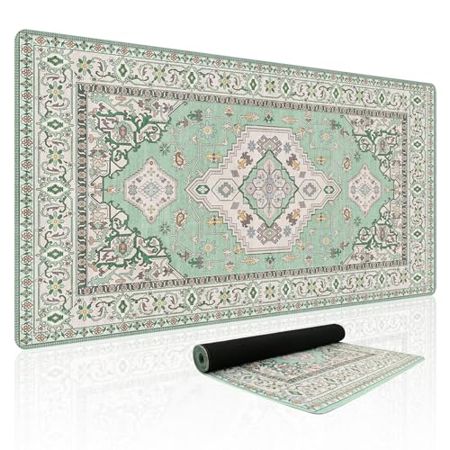 Baziabbo Green Desk Mat,XXL Extended Big Mouse Pad,Gaming Mousepad with Stitched Edge,Non-Slip Rubber Base Keyboard Desk Pad for Home Office Study Game - color: Green
