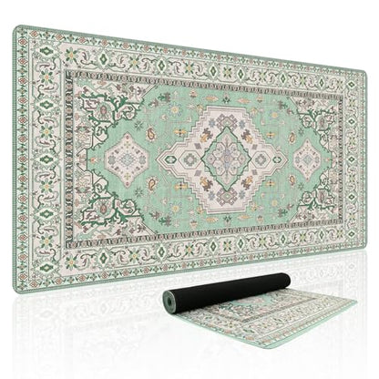 Baziabbo Green Desk Mat,XXL Extended Big Mouse Pad,Gaming Mousepad with Stitched Edge,Non-Slip Rubber Base Keyboard Desk Pad for Home Office Study Game - color: Green