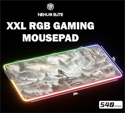 RGB Gaming Mouse Pad Large Extended Desk Mat 35.4x15.7 XXL XXXL Mousepad LED Light Up Keyboard Mat PC Gamer Desk Pad Gaming Accessories Extra Big Mouse Mat for Desk - Shadowlands Odyssey - color: Shadowlands Odyssey