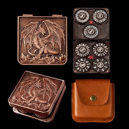 7-in-1 Metal Spinner DND Dice Set subitable for Dungeons & Dragons – Pocket Flip Rotating Dice with D4 D6 D8 D10 D12 D20 D% – Gaming Accessory with Magnetic Iron Box（Copper） - color: Copper