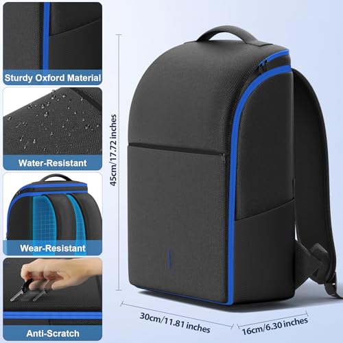 LVVIL PS5/ Slim/ Pro Console Backpack, Full Protection Carrying Case, Large Capacity Storage Bag, Dual Controllers, PS Portal, Laptop, Game Cards, 3 Cable Pouch, Ocean Blue - color: Ocean Blue