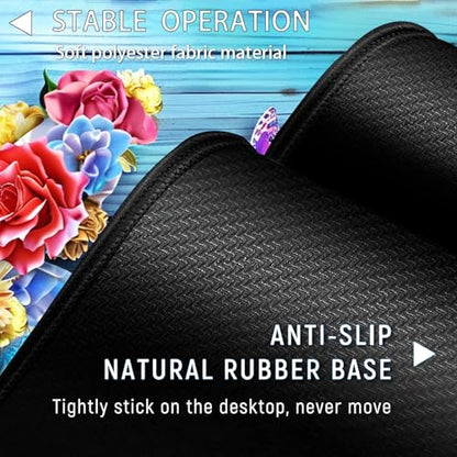 Large Gaming Mouse Pad+ Keyboard Wrist Rest Set, Ergonomics Memory Foam Mouse Mat Wrist Rest Support for Home Office, Waterproof Extended Mousepad 31.5x11.8in, Woodblock Flower Butterfly Desk Pad - color: Yvb-mousepad-9-f-151