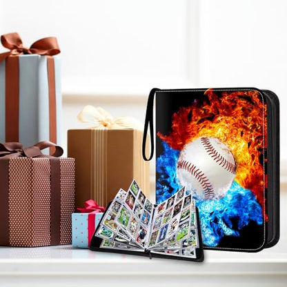 Baseball Card Binder with Sleeves,9-Pocket Trading Card Holder Card Collectors Album Hold Up to 900 Cards,Card Folder For Baseball Football Basketball Sport Trading Cards,TCG,MTG,PTG Games - color: Baseball-900