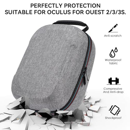 Case for Meta Quest 3/3S/2 & Vision Pro/Pico 4, Elite Strap & Battery Head Strap,with Lens Protector and Drawstring velvet bag,Portable Hard Carrying Case - color: Gray