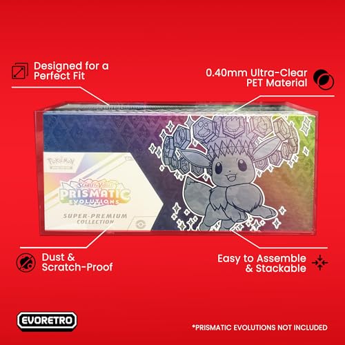 PET Protector + Acrylic Display Case Bundle for Pokémon Cards – Fits Prismatic Evolutions Super Premium Box & 151 Japanese Booster Box