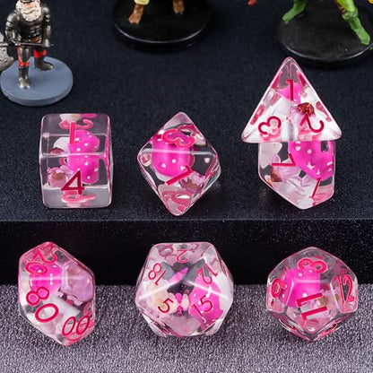 Polyhedral D&D Dice Mushroom Dice,Resin Mushroom&Flower DND Dice Set for Dungeons and Dragons MTG RPG Board Games for 15 Years and Up - color: Mushrooms-flower