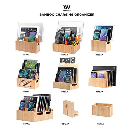 MobileVision Bamboo Charging Station & Compatible Apple Watch Adapter Combo Multi Device Organizer for Apple Watch, Smartphones, Tablets, Laptops, and More - color: Stand w/ Compatible Apple Watch Adapter Combo