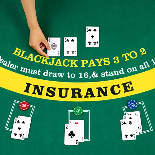 Aoriher Blackjack Game Combo Set, Include Blackjack Layout Felt,Shoe 6 Deck Automatic Card Shuffler Discard Holder Trays and 10 Cut Cards for Casino, Party Night(Green) - color: Green