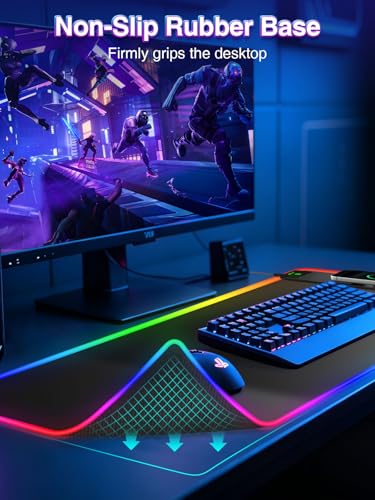 XL RGB LED Gaming Mouse Pad with 15W Magnetic Wireless Charging | 31.5'' x 11.8'' Large Desk Mat, 24 Lighting Effects Keyboard Pad with Non-Slip Rubber Base, Waterproof Easy Gliding Surface - color: RGB-Magnetic Right Charger-31.5"x11.8"