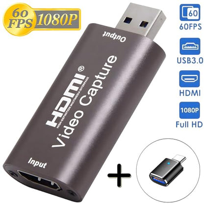 4K HDTV to USB Capture Card, Video Capture Card Device,1080P HD Video Recorder,Game Capture Card for Streaming,Recording,Gaming,Broadcasting,Teaching,PS3/4,Xbox,Twitch Compatible,（Silver Gray）