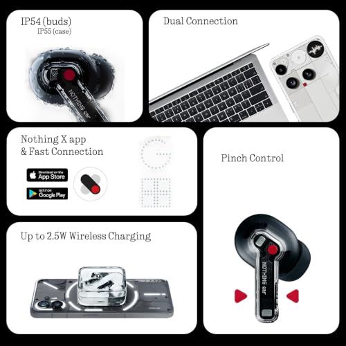 Nothing Ear Wireless Earbuds Bluetooth, 45dB Hybrid Smart ANC Earbuds, 11mm Deep Bass Boost, Hi-Res Audio with LDAC & LHDC 5.0, 6 Mics Call, 40.5H Playtime with Fast Charging Case, ChatGPT Supported - color: Black