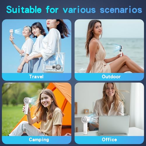 Handheld Turbo Fan with Ice Cooler, Rechargeable Personal Fans, 1-199 Adjustable Speed, Powerful Cooling Personal Mini Fan, Portable Hand Fan for Travel, Outdoor, Office, Gifts for Women,Men - style: WH-06