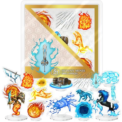 Skinny Minis Magic Spell Effects Set, 16 Flat Minis for Fantasy Tabletop Gaming, DND Compatible, 2D Magic Effects Miniatures, 5e & Pathfinder Minis, TTRPG Accessories