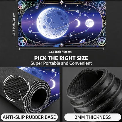 for MTG Playmat, for TCG Play Mat, 24 x 14 inches, Magic Game Card Mat Commander Playmat,Trading Card Inked Game Mat,Battle Game Rubber Non-Slip Mat - Moon - color: Moon