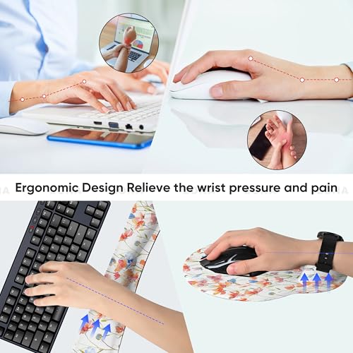 RICHEN 3 PCS Computer Mouse Pads for Desk with Coaster Set, Non-Slip Keyboard Wrist Rest and Mouse Pad Set, Ergonomic Design (YKMWR-52) - color: Ykmwr-52