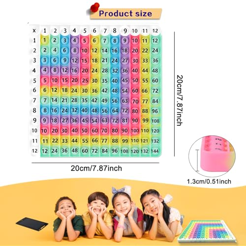 Yadishen 12x12 Rainbow Multiplication Table Game - Children's Math Education Multiplication Flashcards, Popular Learning Tool for Early Education and Enlightenment - size: 20cm Right Angle Macaron