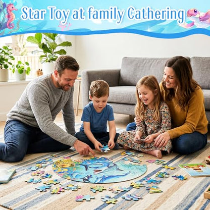 Civaner 70 Pieces Floor Puzzles Round Large Puzzles for Kids Ages 3-5 5-8 Jumbo Jigsaw Puzzle Educational Gifts for Toddlers Girls Boys Baby Shower Holiday Birthday(Ocean) - style: Ocean