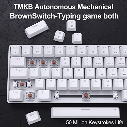 DIERYA T68SE 60% Gaming Mechanical Keyboard,Ultra Compact Mini 68 Key with Brown Switch Wired Keyboard,Anti-Ghosting Keys, for Windows Laptops and PC Gamers,White - color: White/Brown Switch, size: Wired