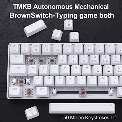 DIERYA T68SE 60% Gaming Mechanical Keyboard,Ultra Compact Mini 68 Key with Brown Switch Wired Keyboard,Anti-Ghosting Keys, for Windows Laptops and PC Gamers,White - color: White/Brown Switch, size: Wired