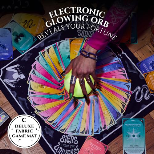 Signs from The Universe by Relatable - Party Game with Tarot Cards and Glowing Orb for Girls Night, Bachelorette Games, Teen Girl Gifts, Sleepover Games – Includes 1 LED Orb, 120 Cards, 1 Bandana Mat - style: Signs from The Universe