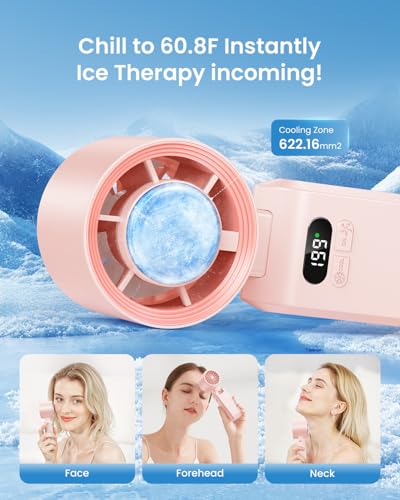2 Pack Handheld Portable Turbo Fan with Ice Cooler, Speed (1-199) 5500mAh*2 Rechargeable Personal Fan,[20H Cooling Time] Mini Yet Powerful, Small Pocket Fans for Travel/Outdoor/Office, Pink - color: 2 Pack Pink