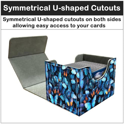 Card Deck Box for MTG Trading Cards with Magnetic Closure,Premium Card Storage Box Case Cover for TCG CCG Magic Cards,Blue Butterfly - color: Blue Butterfly