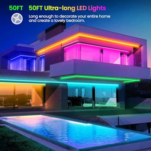 GUPUP 50 FT LED Strip Lights,Bluetooth LED Lighting for Bedroom, Color Changing Light Strip with Music Sync, Phone Controller and IR Remote(APP+Remote +Mic) | Color Changing Light Strip with Music Sync, Phone Controller and IR Remote(APP+Remote +Mic) - si